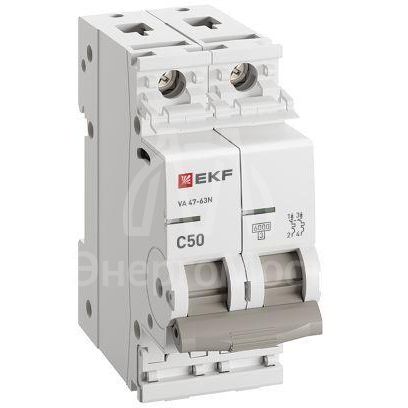 Выключатель автоматический 2п 50А (C) 6кА ВА 47-63N EKF PROxima