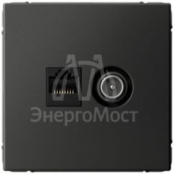 Розетка компьютерная + телевизионная 2-м ArtGallery RJ45 + TV кат.5E базальт SE GAL001489