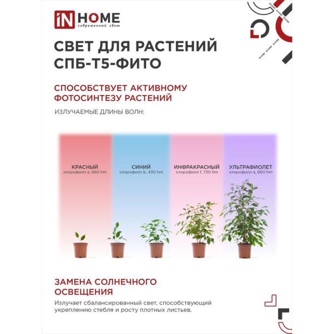 Светильник светодиодный СПБ-Т5-ФИТО 10Вт 230В 570мм IN HOME 4690612033099