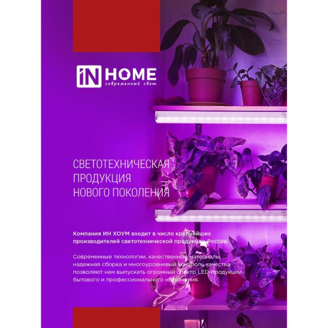 Светильник светодиодный СПБ-Т5-ФИТО 10Вт 230В 570мм IN HOME 4690612033099