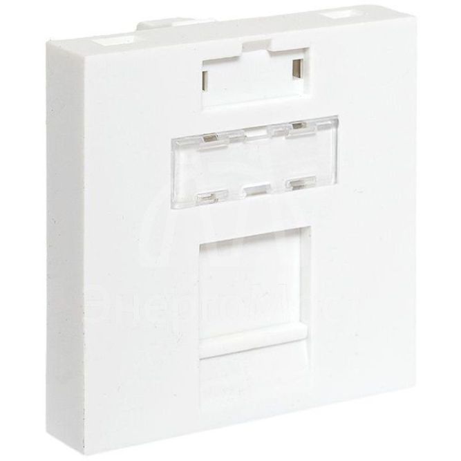 Вставка розеточная 45х45мм формат Mosaic на 1 модуль Keystone защ. шторки с маркером бел. TERACOM PRO EKF TRP-INS-MOS-2M1P-WH
