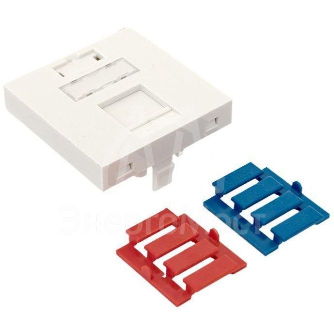 Вставка розеточная 45х45мм формат Mosaic на 1 модуль Keystone защ. шторки с маркером бел. TERACOM PRO EKF TRP-INS-MOS-2M1P-WH