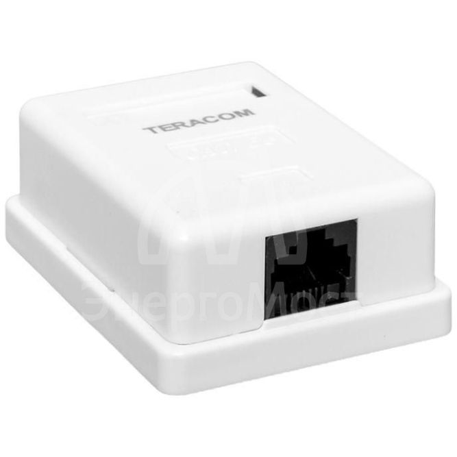Розетка настенная TERACOM кат.5E неэкранированная 1 порт RJ-45 Dual IDC бел. EKF TRC-WBOX-1RJ45-5EUTP-WH