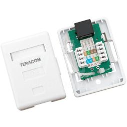 Розетка настенная TERACOM кат.5E неэкранированная 1 порт RJ-45 Dual IDC бел. EKF TRC-WBOX-1RJ45-5EUTP-WH