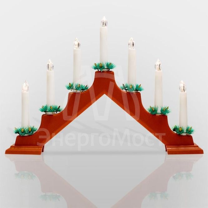 Горка новогодняя 7 свечек корпус красн. свечение тепл. бел. Neon-Night 501-082