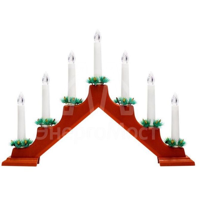 Горка новогодняя 7 свечек корпус красн. свечение тепл. бел. Neon-Night 501-082