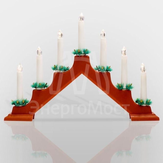 Горка новогодняя 7 свечек корпус красн. свечение тепл. бел. Neon-Night 501-082