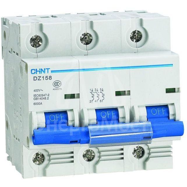 Выключатель автоматический модульный 3п 63А 10кА 8-12In DZ158-125H (R) CHINT 158094