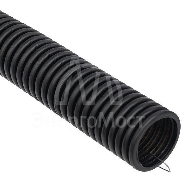Труба гофрированная ПНД d25мм с протяжкой черн. (уп.50м) Rexant 28-0025-3