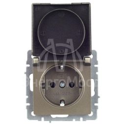 Розетка BRITE РСбш10-3-44-БрШ 16А IP44 с заземл. защ. шторки с крышкой шампань IEK BR-R16-16-44-K37