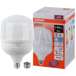 Лампа светодиодная LED HW T 50Вт (замена 500Вт) матовая 6500К холод. бел. E27/E40 5000лм угол пучка 200град. 140-265В PF&amp;amp;gt;/=09 OSRAM 4058075576872