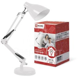 Светильник настольный под лампу СНО 17Б на основании 60Вт E27 230В бел. (коробка) IN HOME 4690612037226