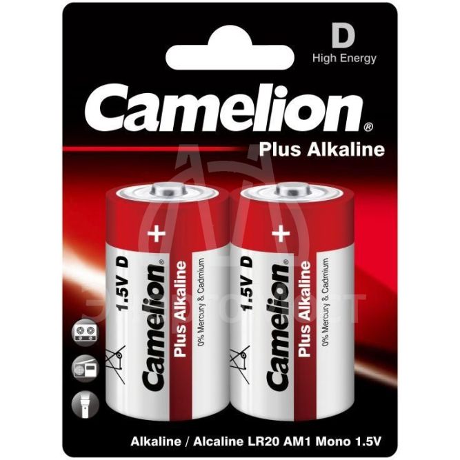 Элемент питания алкалиновый LR LR20 BL-2 (блист.2шт) Camelion 1654