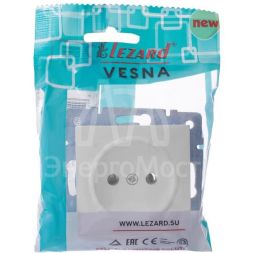 Розетка 1-м СП Vesna без заземл. ПБТ механизм бел. LEZARD 742-0288-121B