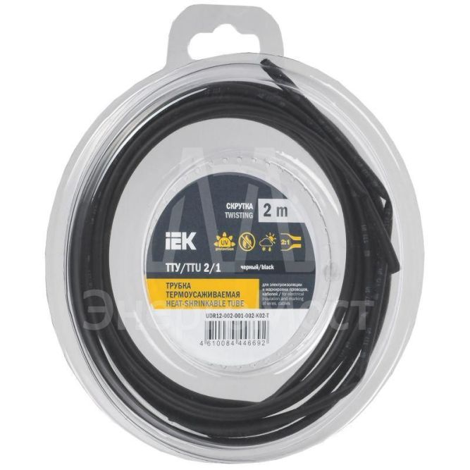 Трубка термоусадочная ТТУ нг-LS 2/1 черн. (уп.2м) IEK UDR12-002-001-002-K02-T
