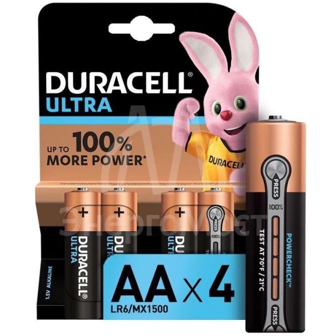 Элемент питания алкалиновый LR6-4BL Ultra (блист.4шт) Duracell Б0038761