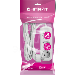 Удлинитель 3х3м с заземл. 16А IP20 90517 OPE-S-03-300-Е-3х1 ОНЛАЙТ 90517