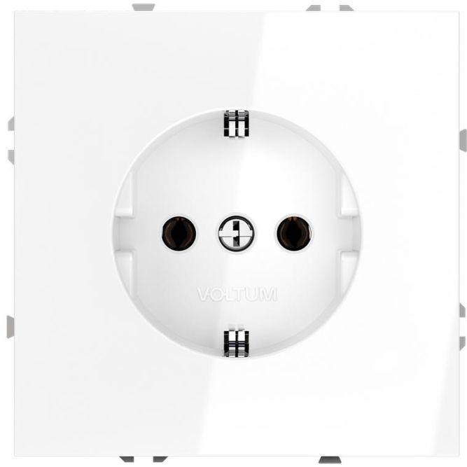 Розетка 1-м СП S70 16А с заземл. механизм бел. глянцевый Voltum VLS040101