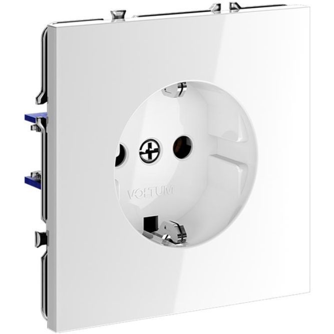 Розетка 1-м СП S70 16А с заземл. механизм бел. глянцевый Voltum VLS040101