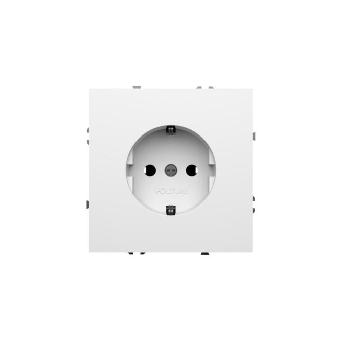 Розетка 1-м СП S70 16А с заземл. механизм бел. глянцевый Voltum VLS040101