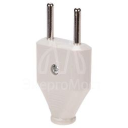 Вилка прямая 10А без заземл. плоская бел. Rexant 11-8946