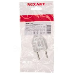 Вилка прямая 10А без заземл. плоская бел. Rexant 11-8946