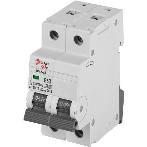 Выключатель автоматический 2п C 6А 4.5кА ВА47-63 PRO ЭРА Б0059418