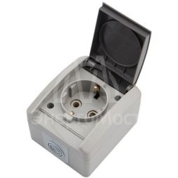 Розетка 1-м ОП INDUSTRIAL с заземл. керамика IP54 сер. Kranz KR-78-0612