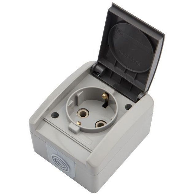 Розетка 1-м ОП INDUSTRIAL с заземл. керамика IP54 сер. Kranz KR-78-0612