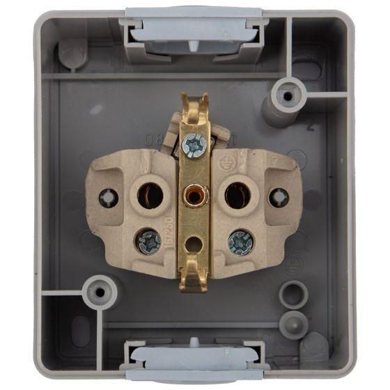 Розетка 1-м ОП INDUSTRIAL с заземл. керамика IP54 сер. Kranz KR-78-0612