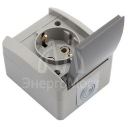 Розетка 1-м ОП INDUSTRIAL с заземл. керамика IP54 сер. Kranz KR-78-0612