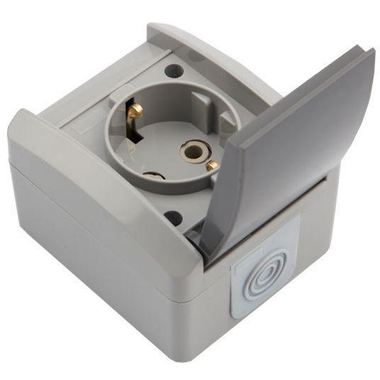 Розетка 1-м ОП INDUSTRIAL с заземл. керамика IP54 сер. Kranz KR-78-0612