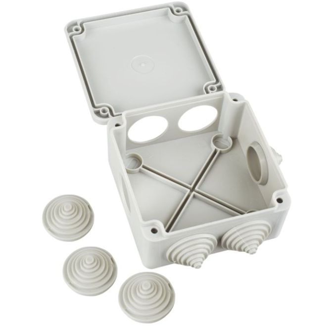 Коробка распаячная ОП КМ 100х100х45 IP44 6 вводов (RAL7035) IEK UKO11-100-100-045-K41-44