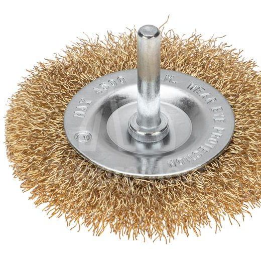 Щетка дисковая для дрели витая латунированная проволока 75мм Kranz KR-91-1249