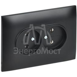 Розетка 2-м SKANDY 10А без заземл. без защ. шторок в сборе SK-R10Bl черн. IEK SK-R20-10-K02-F