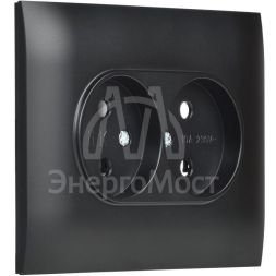 Розетка 2-м SKANDY 10А без заземл. без защ. шторок в сборе SK-R10Bl черн. IEK SK-R20-10-K02-F