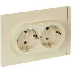Розетка 2-м СП FORTE&amp;amp;PIANO FP424 16А с заземл. без защ. шторок безвинт. крепл. ваниль IEK FP-R21-16-1-K10