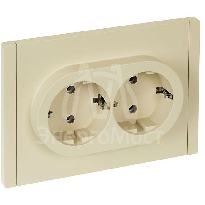 Розетка 2-м СП FORTE&amp;amp;PIANO FP424 16А с заземл. без защ. шторок безвинт. крепл. ваниль IEK FP-R21-16-1-K10