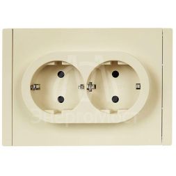 Розетка 2-м СП FORTE&amp;amp;PIANO FP424 16А с заземл. без защ. шторок безвинт. крепл. ваниль IEK FP-R21-16-1-K10
