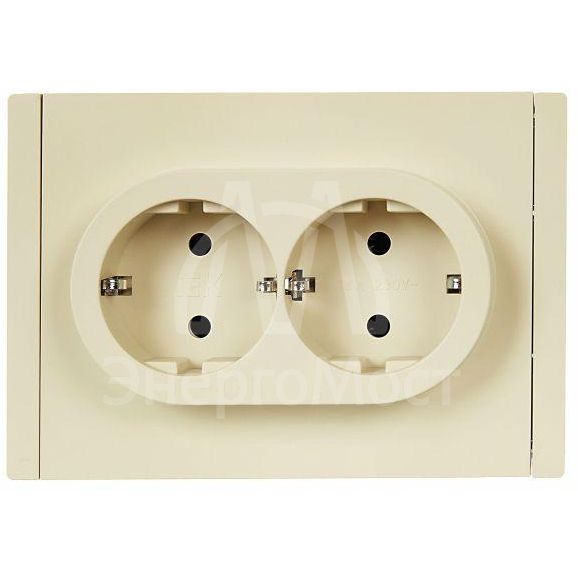 Розетка 2-м СП FORTE&amp;amp;PIANO FP424 16А с заземл. без защ. шторок безвинт. крепл. ваниль IEK FP-R21-16-1-K10