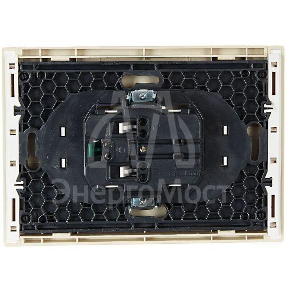 Розетка 2-м СП FORTE&amp;amp;PIANO FP424 16А с заземл. без защ. шторок безвинт. крепл. ваниль IEK FP-R21-16-1-K10