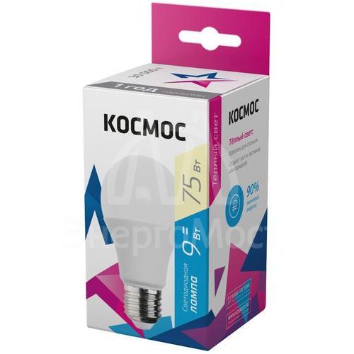 Лампа светодиодная А55 9Вт 3000К Е27 Космос LkecLED9wA55E2730