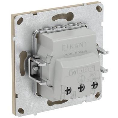 Розетка силовая KANT 2P+E защ. шторки ванильн. марципан DKC 7015003
