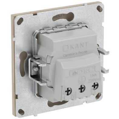Розетка силовая KANT 2P+E защ. шторки ванильн. марципан DKC 7015003