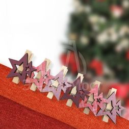 Прищепка деревянная &amp;quot;Звездочки&amp;quot; 16х4.5х1.3см роз. (уп.6шт) Neon-Night 504-034