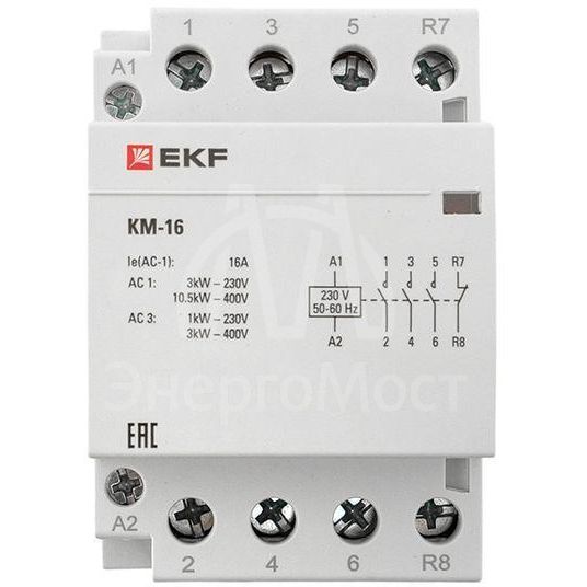 Контактор модульный КМ 16А 3NО+NC (3 мод.) EKF km-3-16-31