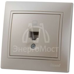 Розетка компьютерная 1-м СП Мира RJ45 жемчуж. бел. перламутр LEZARD 701-3030-139