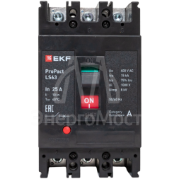 Выключатель автоматический 3п 25А 15кА LS63 ProPact EKF mccb-63-15-3-25-ls