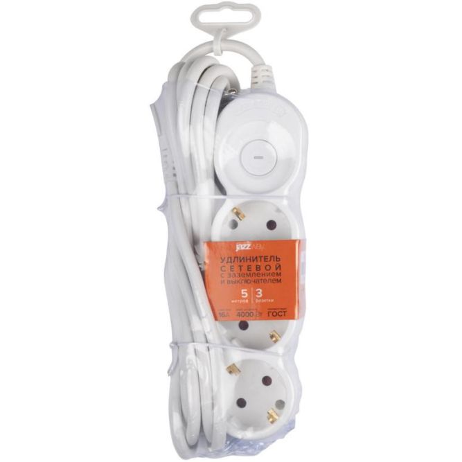 Удлинитель EX-03GS-500 (3х5) заземл. выкл. JazzWay 5065185