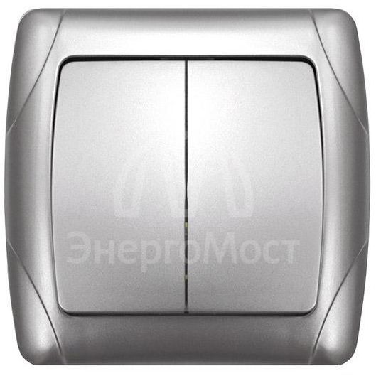 Выключатель 2-кл. СП Маргарита 10А IP20 серебр. UNIVersal М0023-S